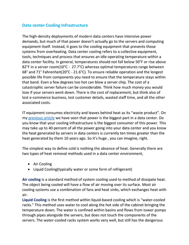 Data center cooling infrastructure slide | PDF