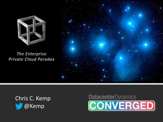 The Enterprise
Private Cloud Paradox




   Chris C. Kemp
      @Kemp
 