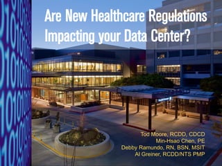 Are New Healthcare Regulations
                  Impacting your Data Center?




                                      Tod Moore, RCDD, CDCD
                                            Min-Hsao Chen, PE
                                Debby Ramundo, RN, BSN, MSIT
                                    Al Greiner, RCDD/NTS PMP
©Sparling, Inc.
©Sparling, Inc.
 