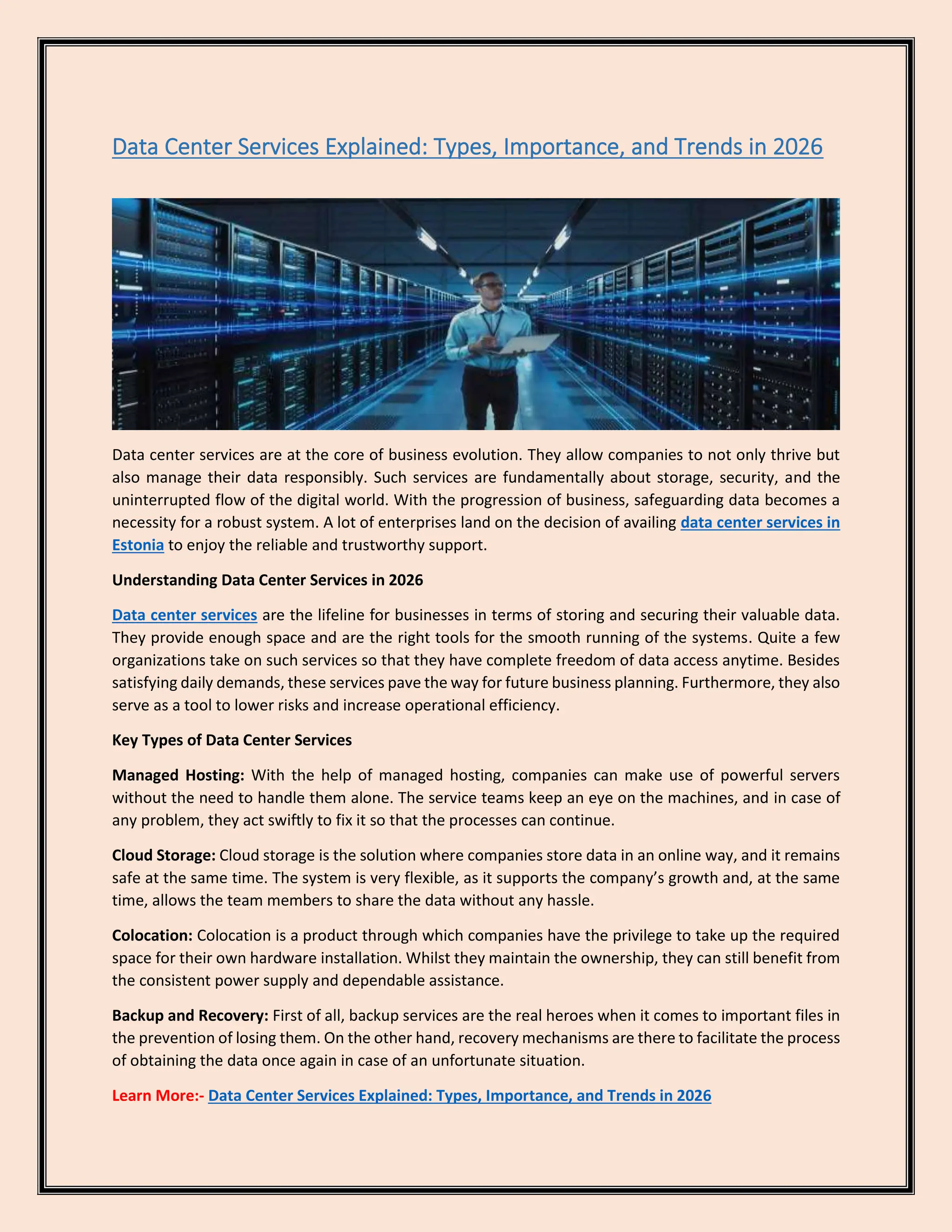 Data Center Services Explained: Types, Importance, and Trends in 2026 | PDF