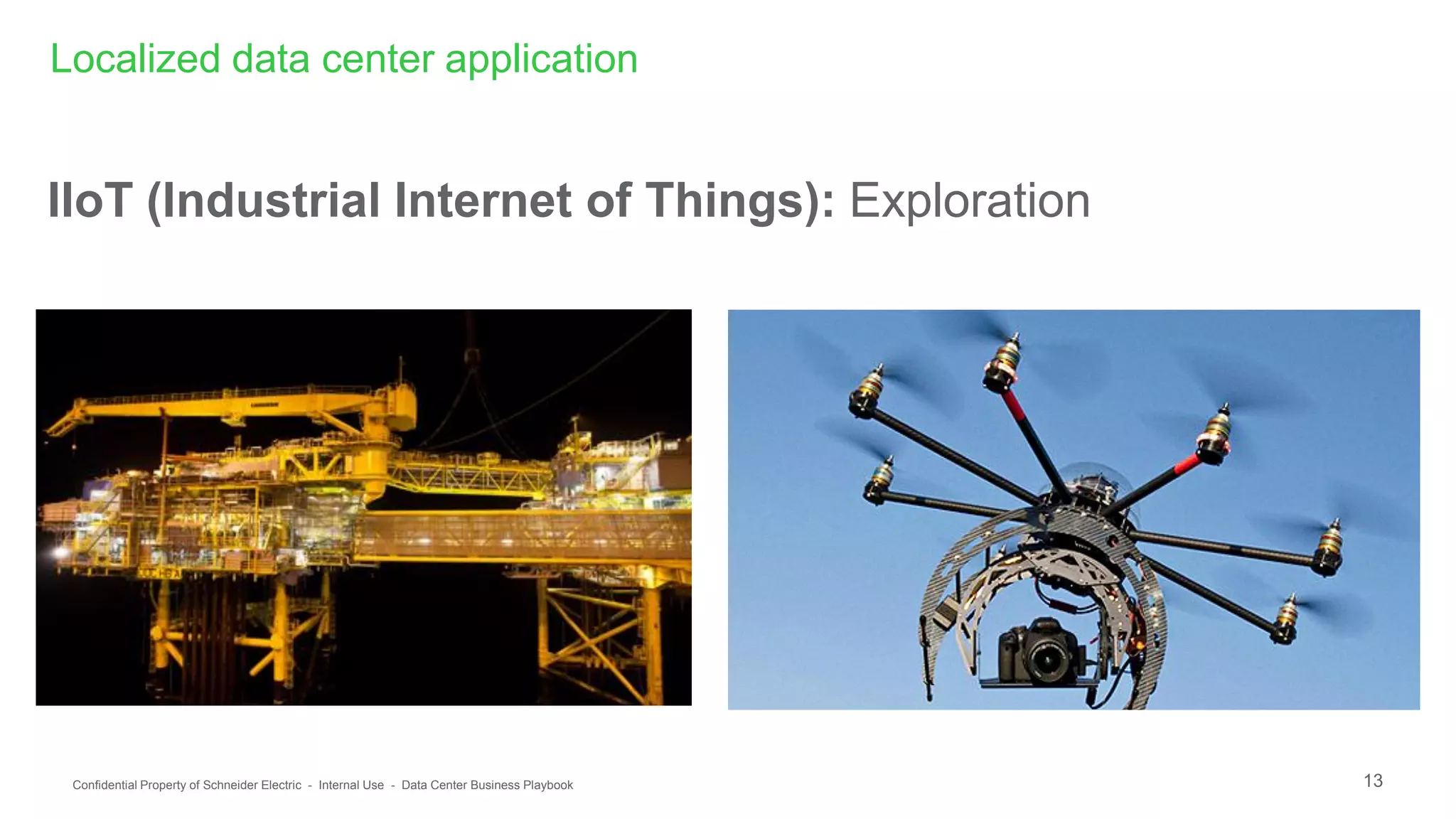 13Confidential Property of Schneider Electric - Internal Use - Data Center Business Playbook
IIoT (Industrial Internet of Things): Exploration
Localized data center application
 
