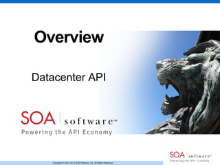 Overview
Datacenter API

Copyright © 2001-2013 SOA Software, Inc. All Rights Reserved.

 