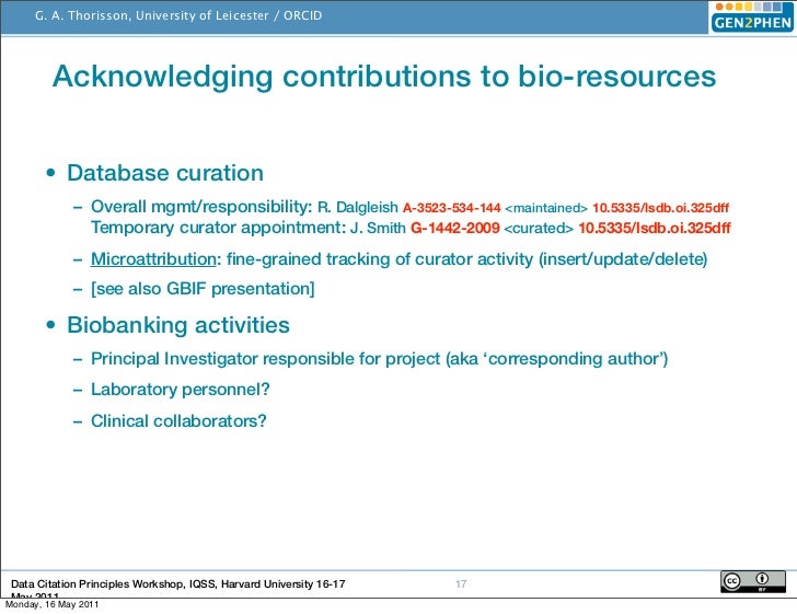 Data Citation Principles Harvard May 2011 ORCID and data