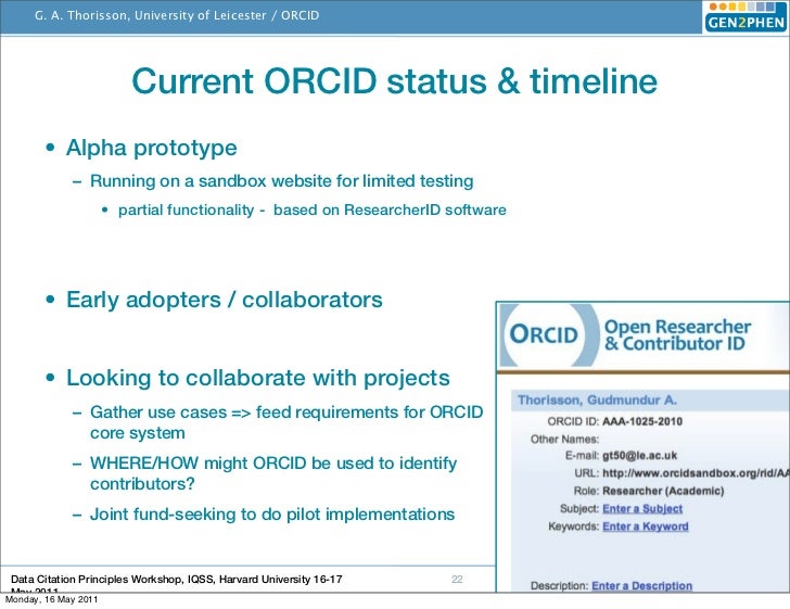 Data Citation Principles Harvard May 2011 ORCID and data