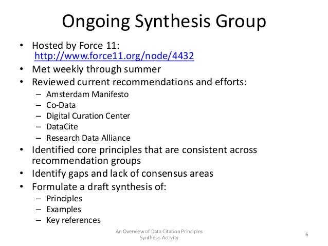 An Overview of Data Citation Principles Synthesis Activity