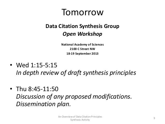 An Overview of Data Citation Principles Synthesis Activity