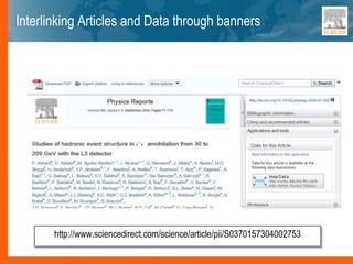 Interlinking Articles and Data through banners
http://www.sciencedirect.com/science/article/pii/S0370157304002753
 