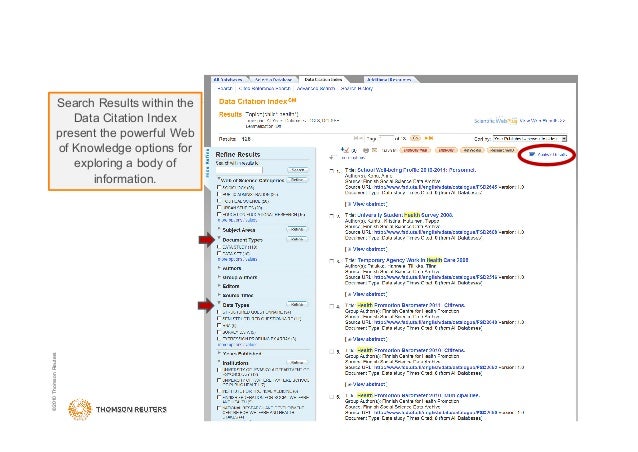 2013 DataCite Summer Meeting Thomson Reuters Data