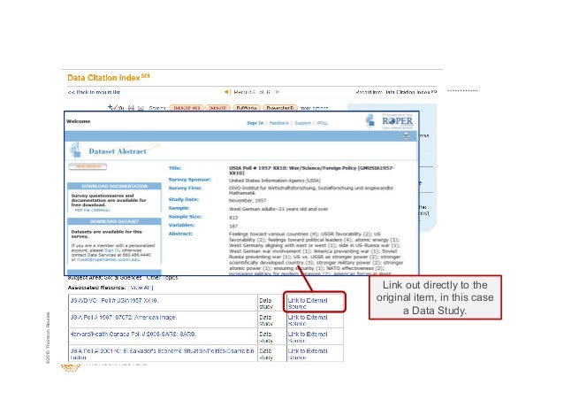 2013 DataCite Summer Meeting Thomson Reuters Data