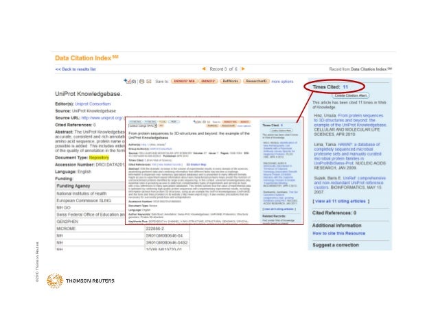 2013 DataCite Summer Meeting Thomson Reuters Data