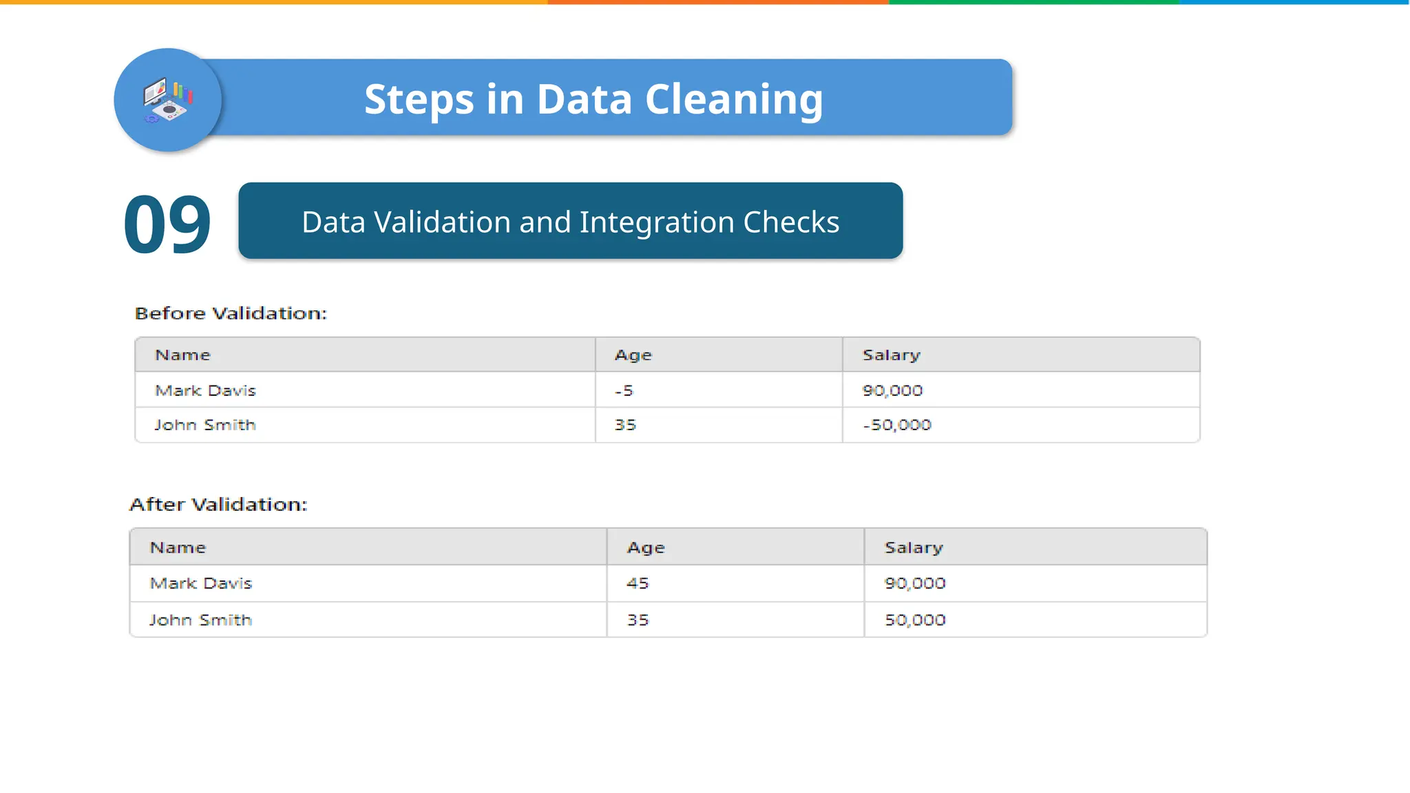 Steps in Data Cleaning
Data Validation and Integration Checks
09