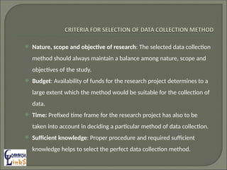 data collection, primary and secondary sources and methods. | PPT