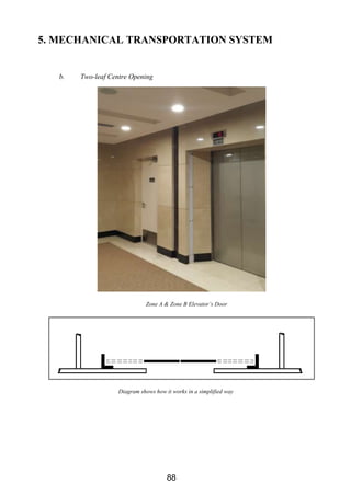 5. MECHANICAL TRANSPORTATION SYSTEM
b. Two-leaf Centre Opening
Zone A & Zone B Elevator’s Door
Diagram shows how it works in a simplified way
88
 