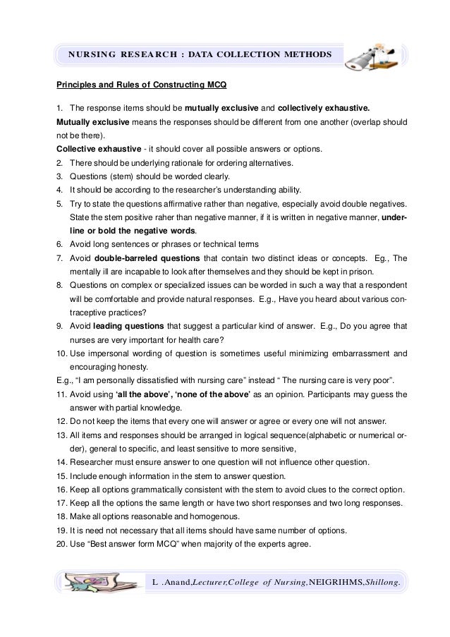 Data Collection Methods Nursing Research