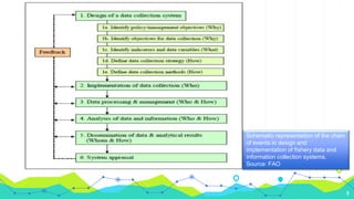 9
Schematic representation of the chain
of events in design and
implementation of fishery data and
information collection systems.
Source: FAO
 