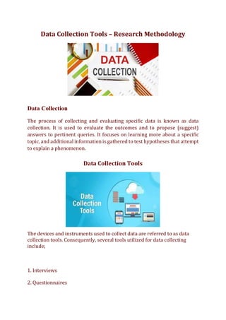 Data Collection and Data Collection Tools – Research Methodology | PDF