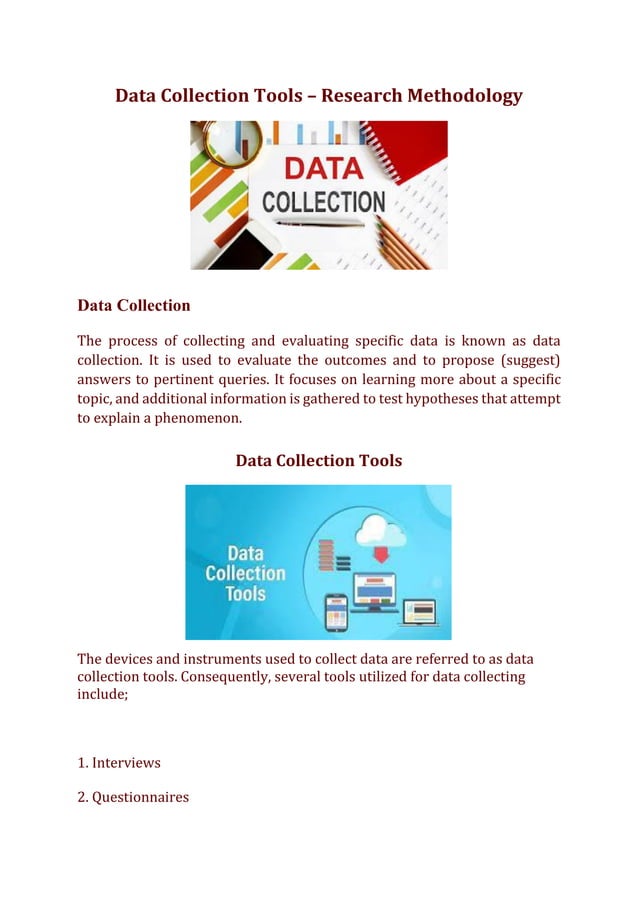 Data Collection and Data Collection Tools – Research Methodology