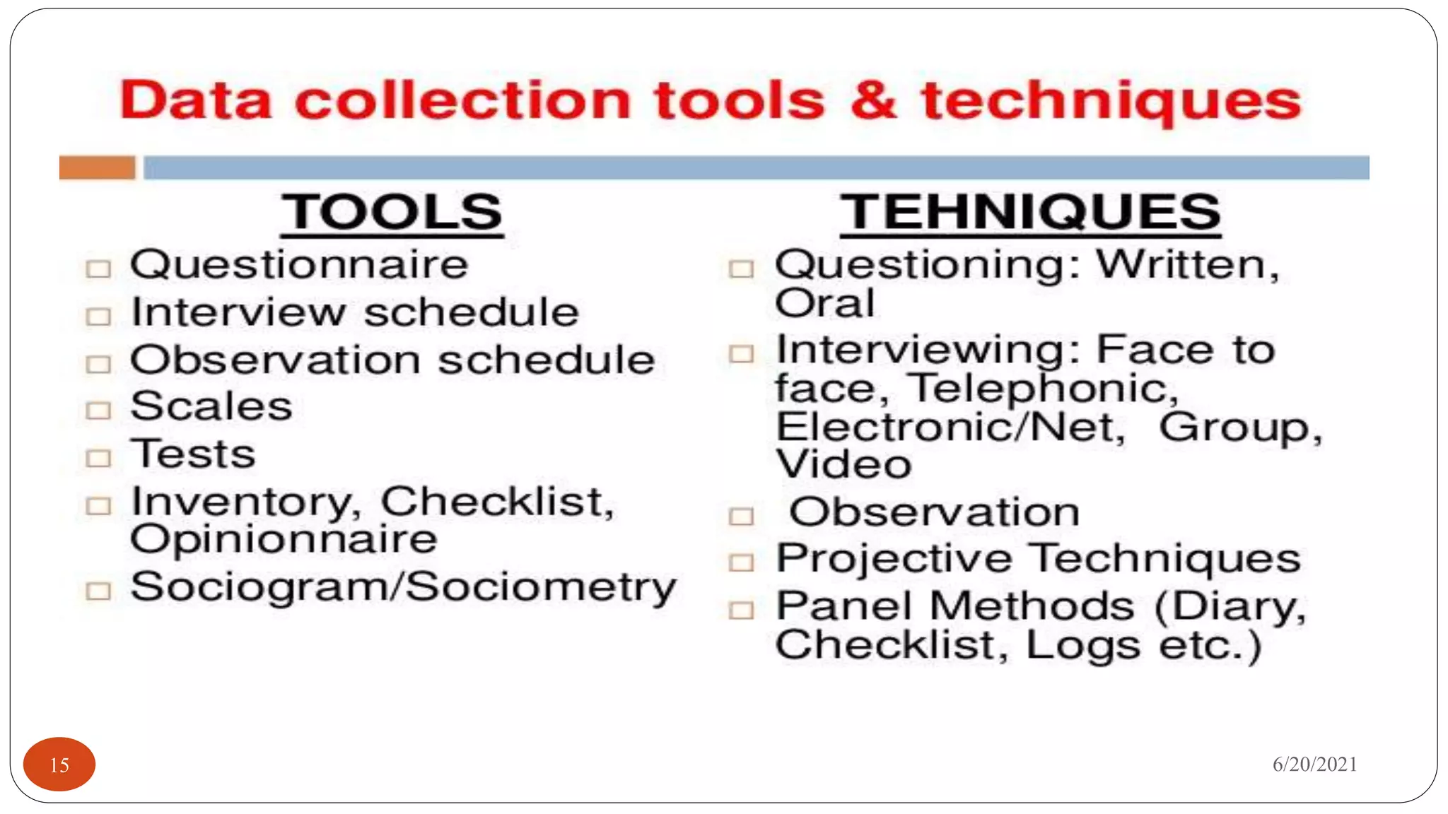Data collection tools and technique | PPTX