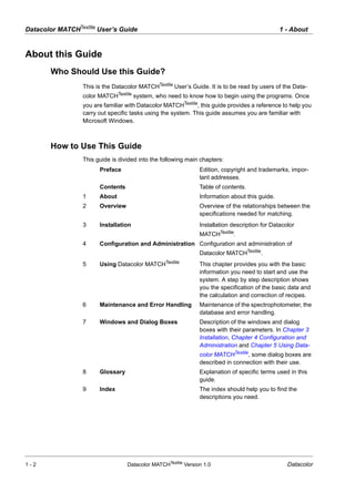 Datacolor match textile 1.0 user guide | PDF