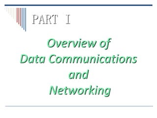 PART I
    Overview of
Data Communications
        and
     Networking
 
