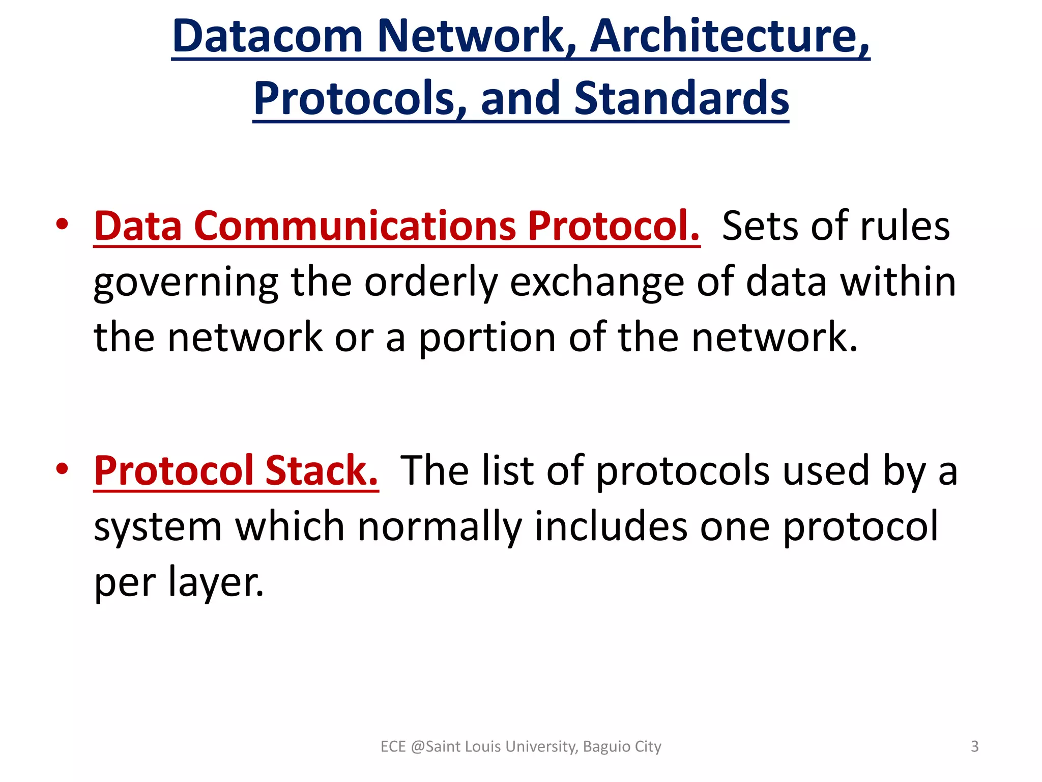 Datacom module 2: Data Communication Architecture, Protocols, and ...