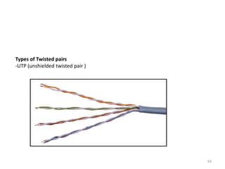 Types of Twisted pairs
-UTP (unshielded twisted pair )
64
 