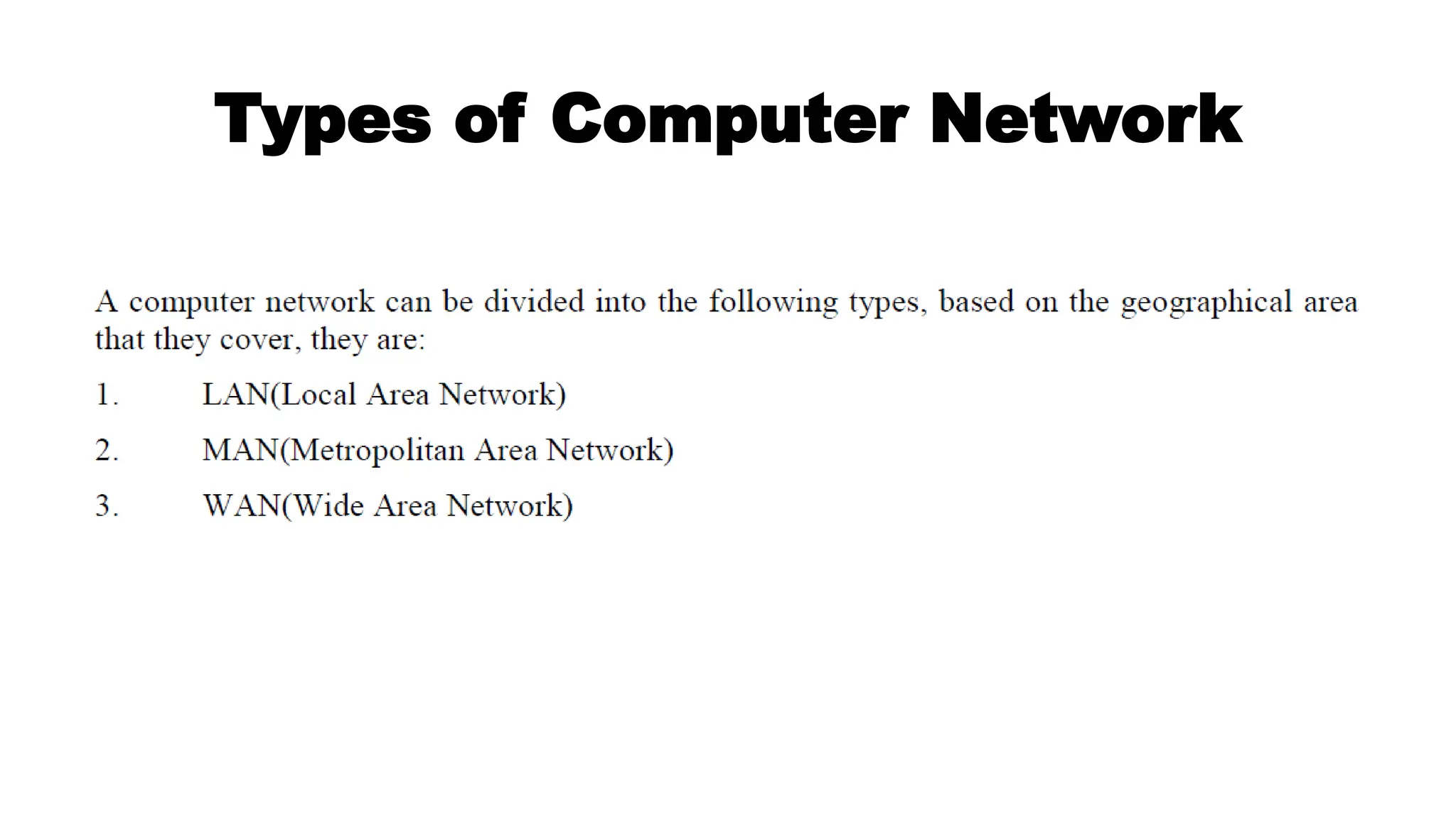 Types of Computer Network