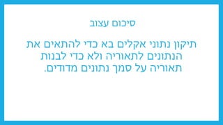 ‫עצוב‬ ‫סיכום‬
‫את‬ ‫להתאים‬ ‫כדי‬ ‫בא‬ ‫אקלים‬ ‫נתוני‬ ‫תיקון‬
‫לבנות‬ ‫כדי‬ ‫ולא‬ ‫לתאוריה‬ ‫הנתונים‬
‫מדודים‬ ‫נתונים‬ ‫סמך‬ ‫על‬ ‫תאוריה‬
.
 
