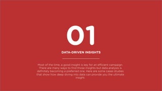 01DATA-DRIVEN INSIGHTS
Most of the time, a good insight is key for an efficient campaign.
There are many ways to ﬁnd those...