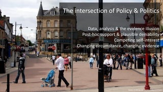 Badics, CC BY-SA 3.0, via Wikimedia Commons
The intersection of Policy & Politics
Data, analysis & the evidence illusion
Post-hoc support & plausible deniability
Competing self-interest
Changing circumstance, changing evidence
 