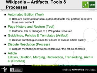Wikipedia – Artifacts, Tools &
       Processes
Digital Enterprise Research Institute                                     ...