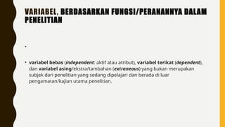 PPT data dan variabel untuk penelitian bisnis dan ekonomi | PPTX