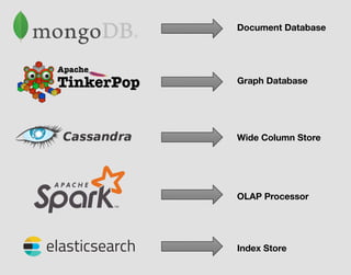 Document Database
Graph Database
Wide Column Store
Index Store
OLAP Processor
 