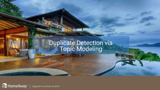 Duplicate Detection via
Topic Modeling
 