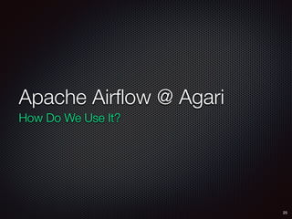 Apache Airﬂow @ Agari
How Do We Use It?
25
 