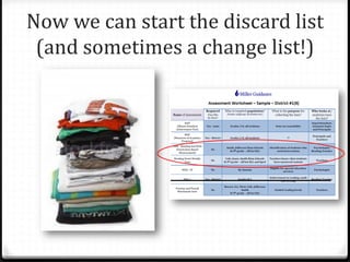 Now we can start the discard list
(and sometimes a change list!)
 