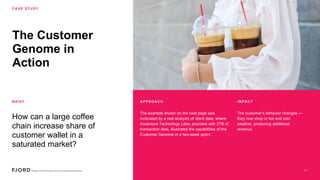 The Customer
Genome in
Action
How can a large coffee
chain increase share of
customer wallet in a
saturated market?
C A SE...
