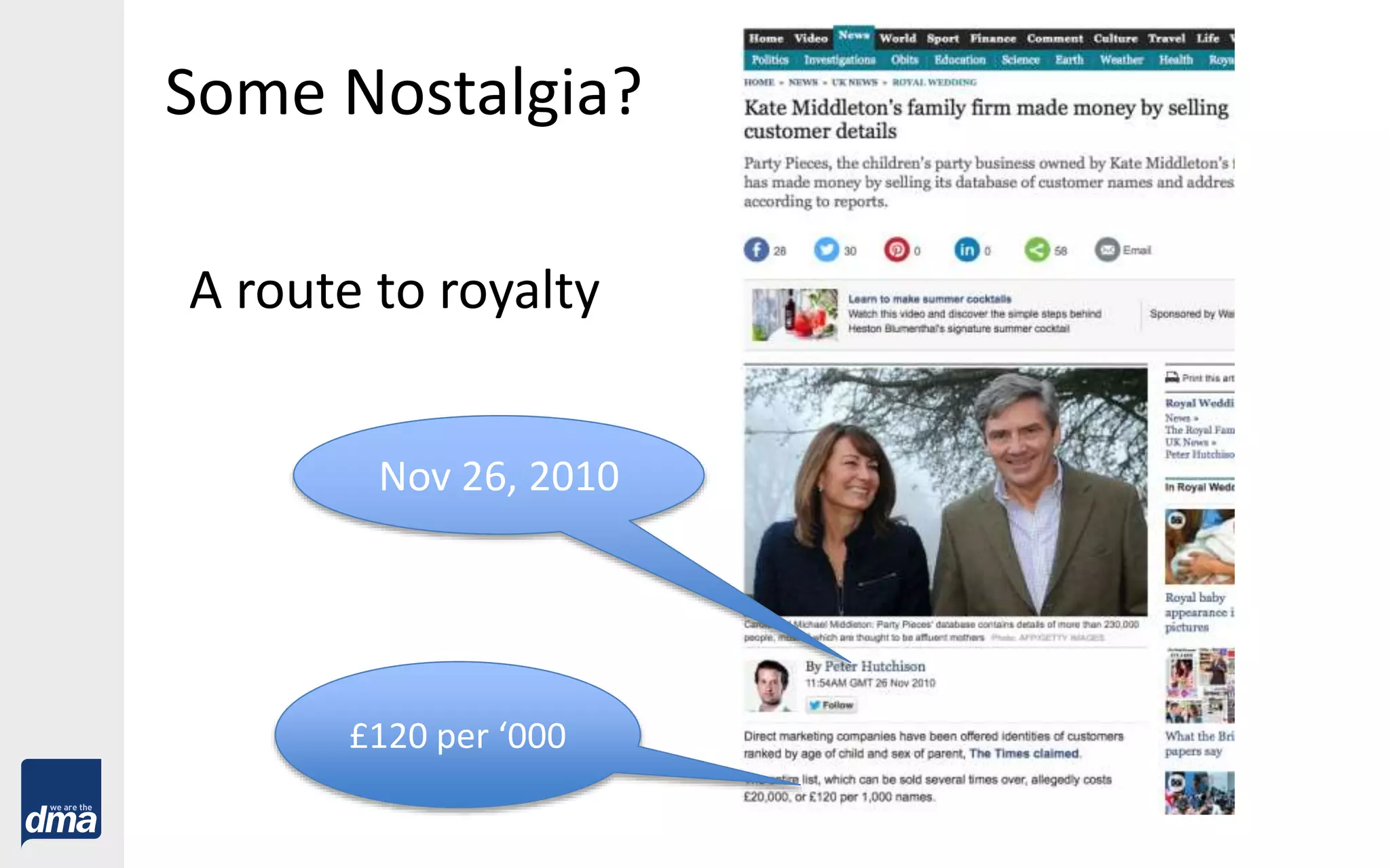 Some Nostalgia?
A route to royalty
Nov 26, 2010
£120 per ‘000
 