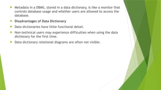 What is Data Dictionary in Database System | PPTX