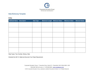 Data dictionary template | PPT