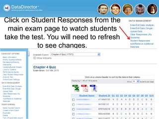 Click on Student Responses from the
main exam page to watch students
take the test. You will need to refresh
to see changes.
 