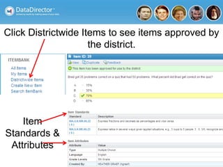 Click Districtwide Items to see items approved by
the district.
Item
Standards &
Attributes
 