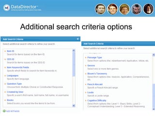 Additional search criteria options
 