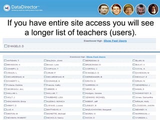 If you have entire site access you will see
a longer list of teachers (users).
 