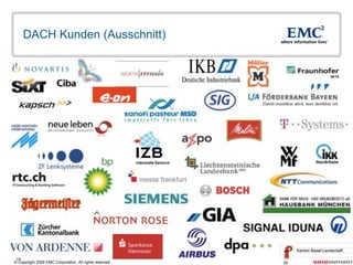 DACH Kunden (Ausschnitt)




© Copyright 2009 EMC Corporation. All rights reserved.   39
 