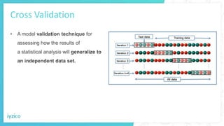 Cross Validation
• A model validation technique for
assessing how the results of
a statistical analysis will generalize to...
