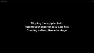 16
Flipping the supply chain.
 
Putting user experience & data
fi
rst.


Creating a disruptive advantage.
 
