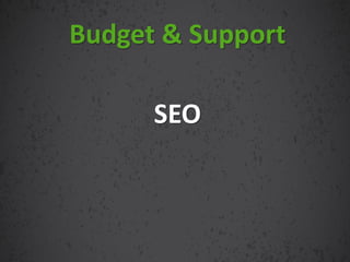 SEO
Budget & Support
 