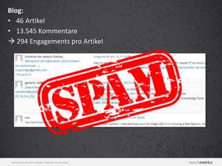 © Searchmetrics. Alle Rechte vorbehalten. Verbreitung nicht ohne Erlaubnis.
Blog:
• 46 Artikel
• 13.545 Kommentare
 294 Engagements pro Artikel
 