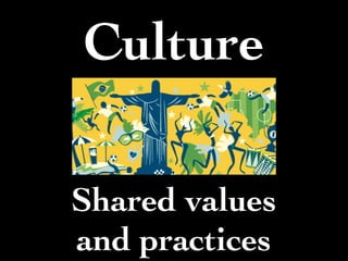 Shared values
and practices
Culture
 